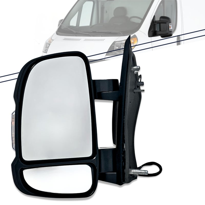 Spieg 2014-2022 Ram Promaster 1500 2500 3500 Driver Side Mirror Replacement | Left Side View Mirror Assembly Manual Non-Heated Turn Signal Light Temp Sensor | Textured Black Cover 4 Pins | CH1320417 - Image 1